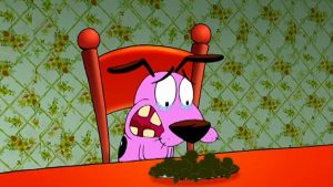 Courage the Cowardly Dog is snorting green mist
