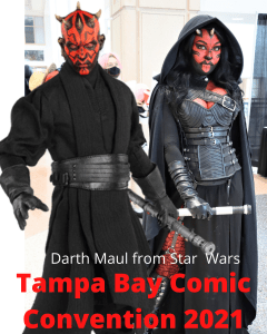 cosplayer portrays Darth Maul from Star Wars