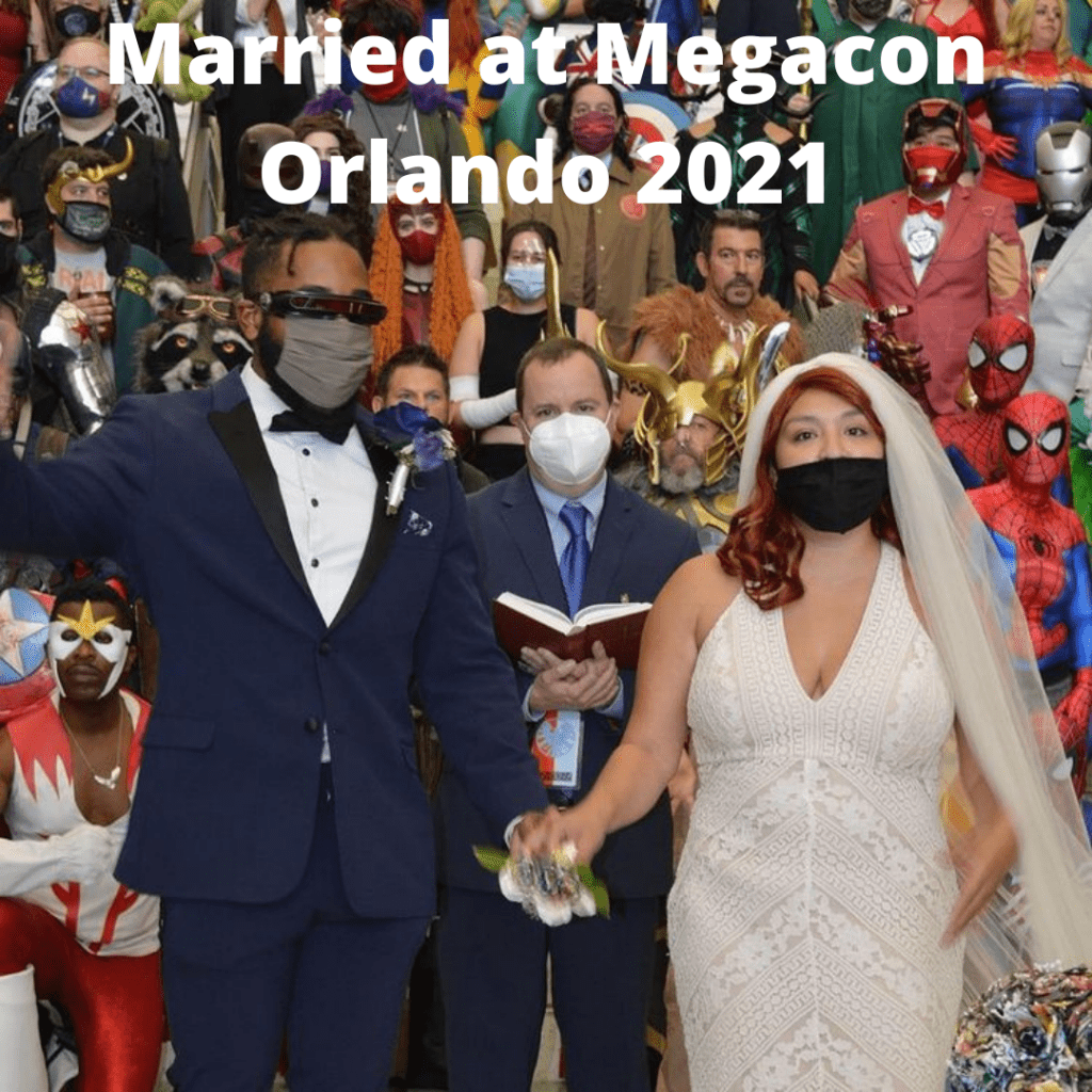 a young couple is married at Megacon Orlando 2021